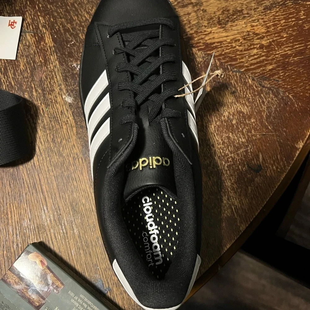 Adidas Men’s Grand Court 2.0 Black and Gold Sneakers